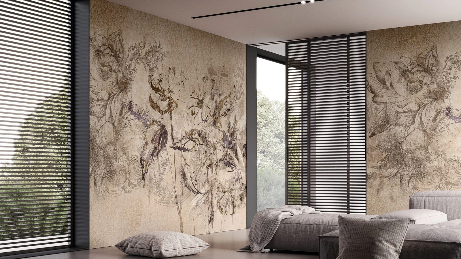 Carta da parati Akame dallo stile vintage di Instabilelab