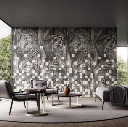 Carta da parati con foglie e piante tropicali Ariel di Instabilelab