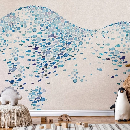 Carta da parati per camerette Color Fish di Instabilelab