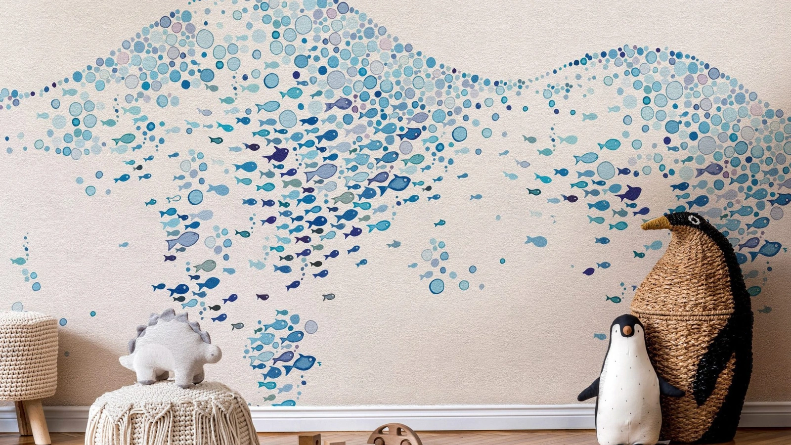 Carta da parati per camerette Color Fish di Instabilelab