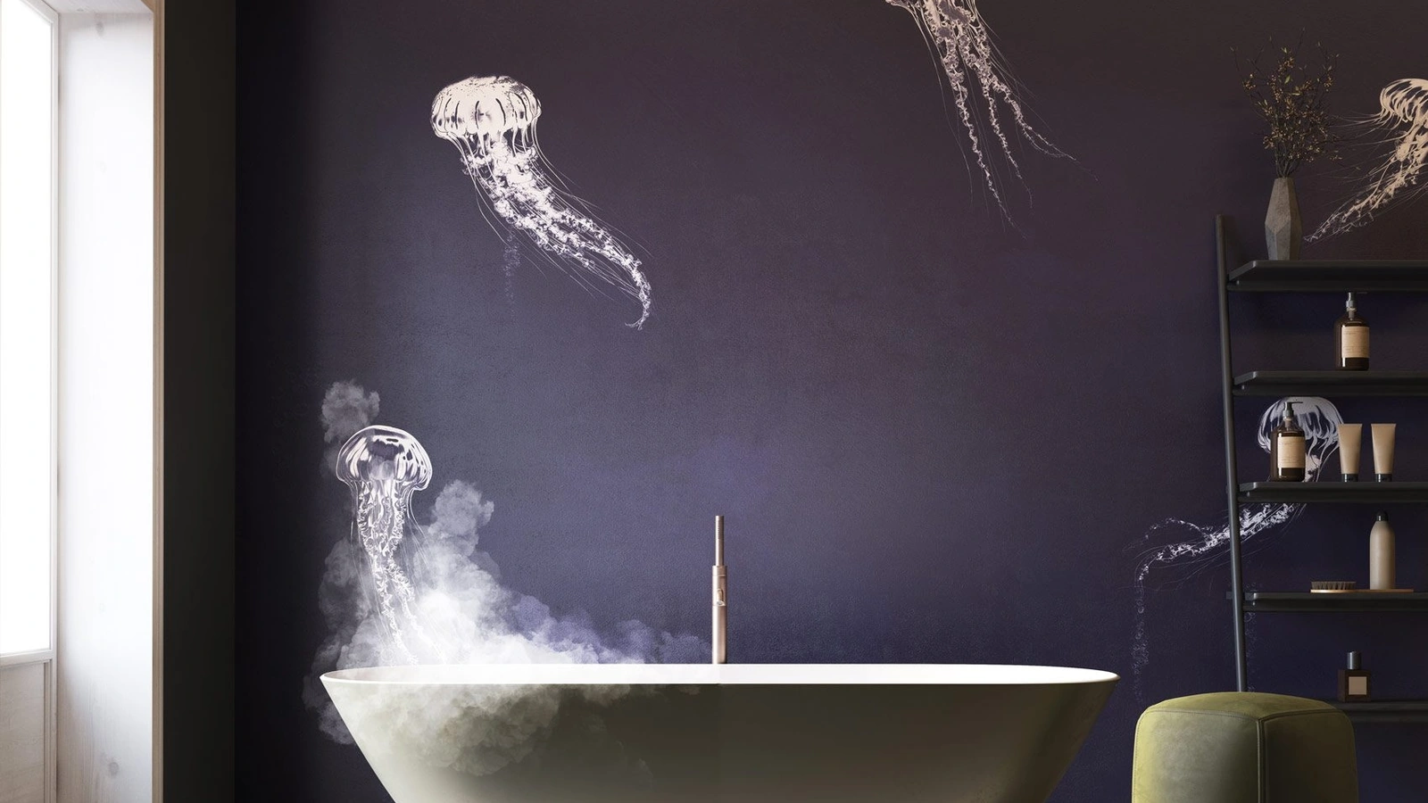 Carta da parati con animali marini Onera di Instabilelab