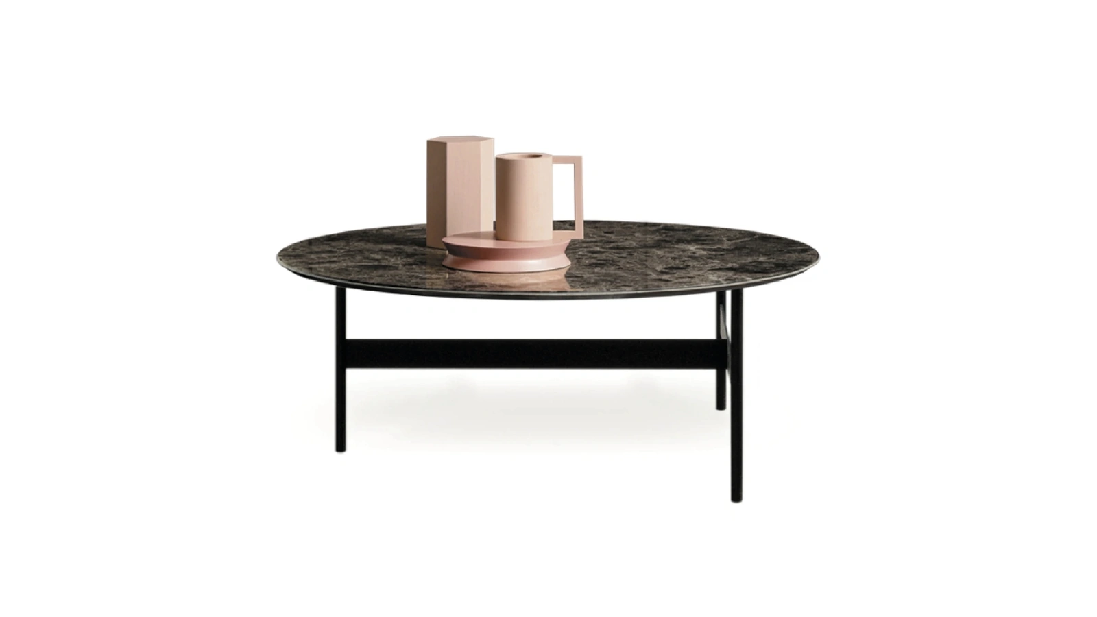 Tavolino tondo Tetris in vetro effetto marmo di Devina Nais