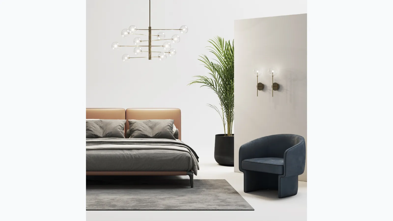 Lampada a sospensione Equinoxe in metallo con finitura ottone antico e diffusori in vetro soffiato trasparente di Ideal Lux