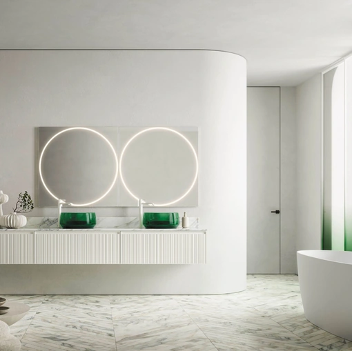 Mobile da Bagno sospeso Absolute 43 in vetro laccato di Arbi