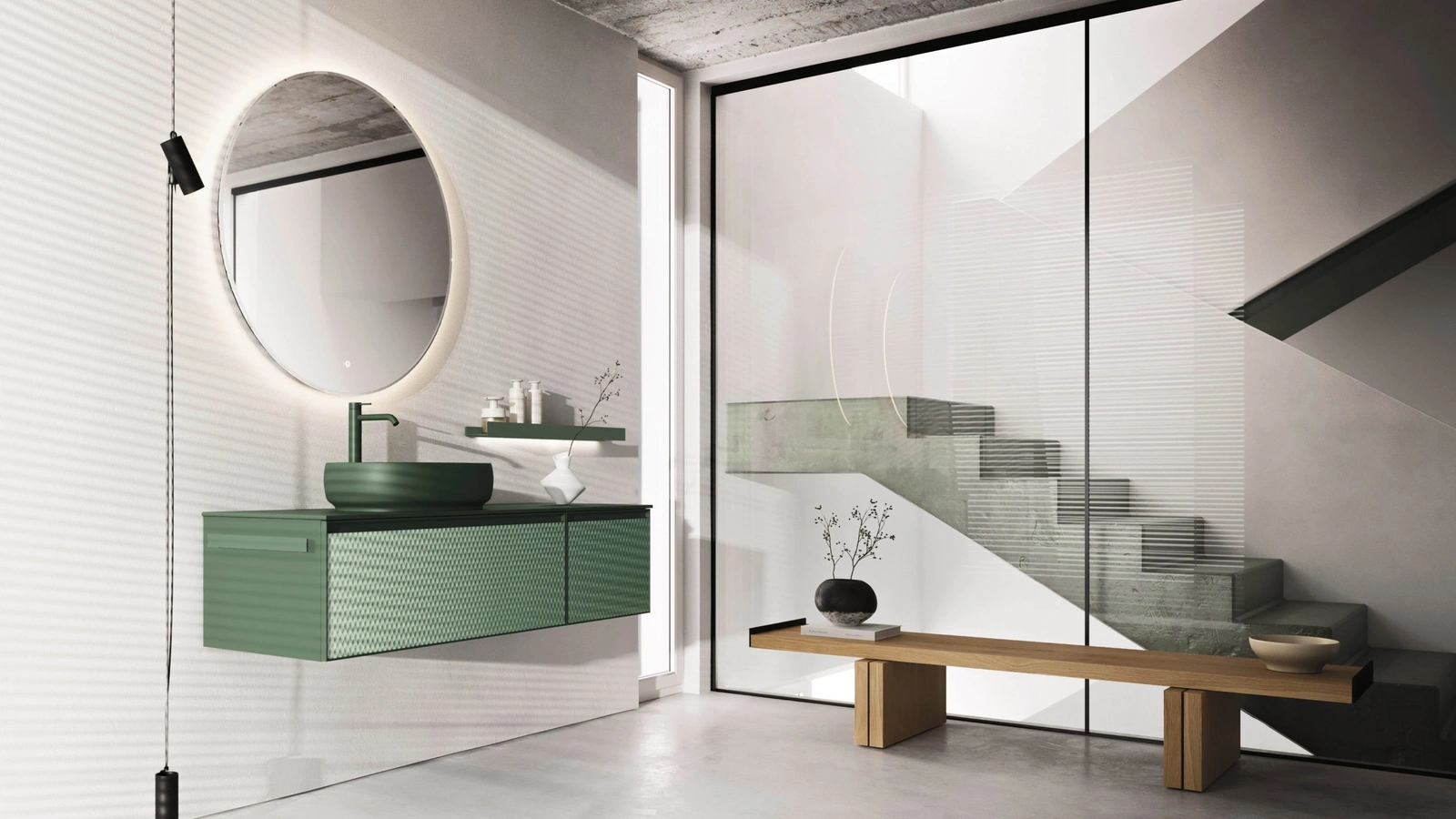 Mobile da Bagno sospeso Absolute 44 in laccato opaco Caleido 3D di Arbi