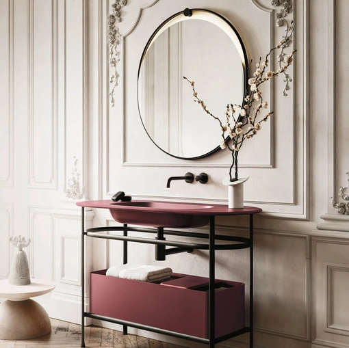 Mobile da Bagno sospeso Almond 02 in laccato opaco di Arbi