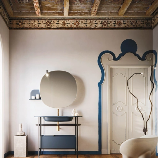 Mobile da Bagno a terra Almond 06 in laccato Blu Lapponia opaco di Arbi