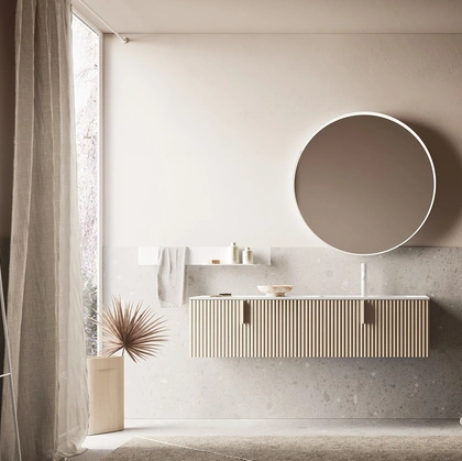 Mobile da Bagno sospeso Code Wave 09 in legno di Arbi