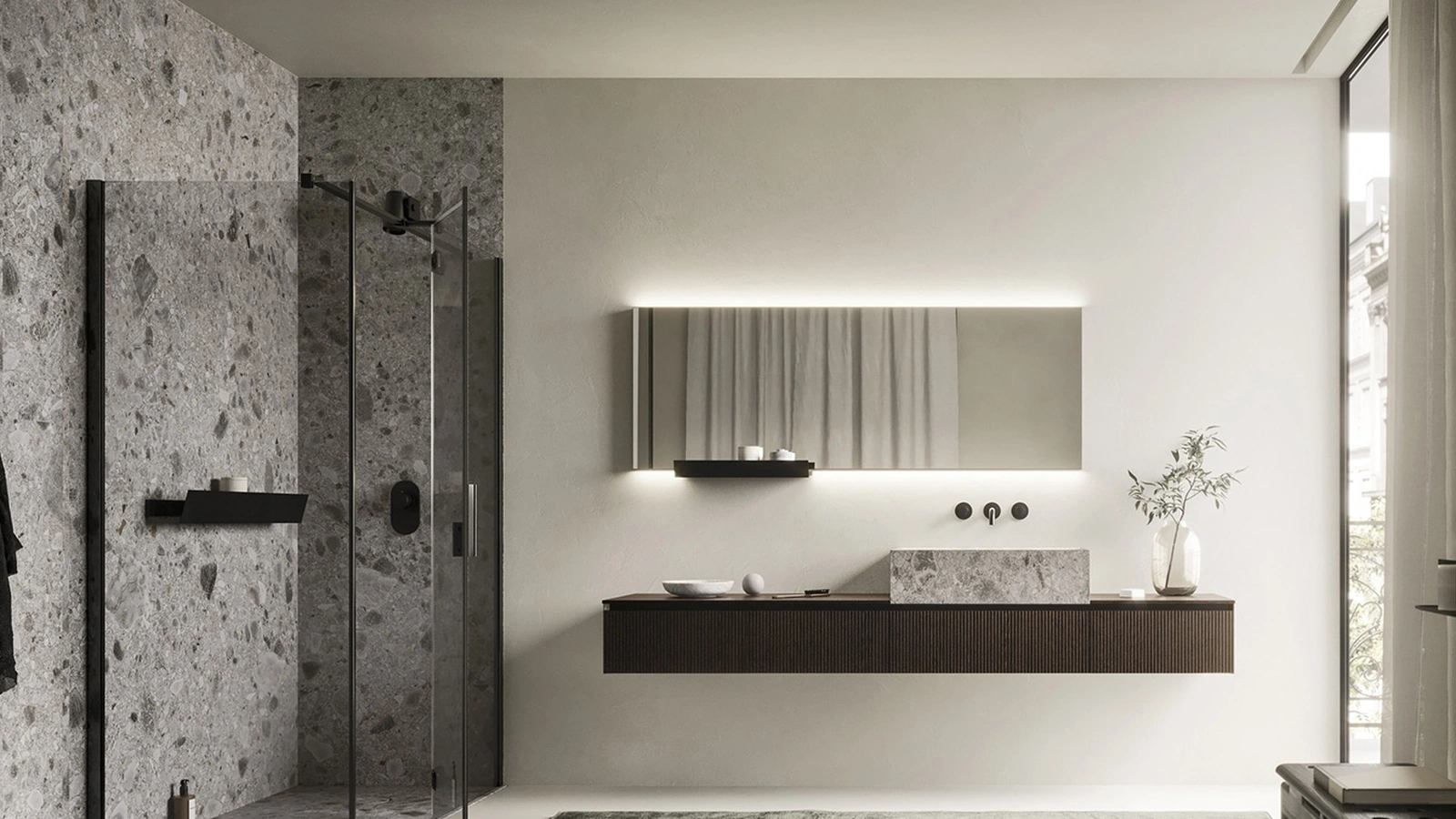 Mobile da Bagno sospeso Code 02 in legno di Arbi