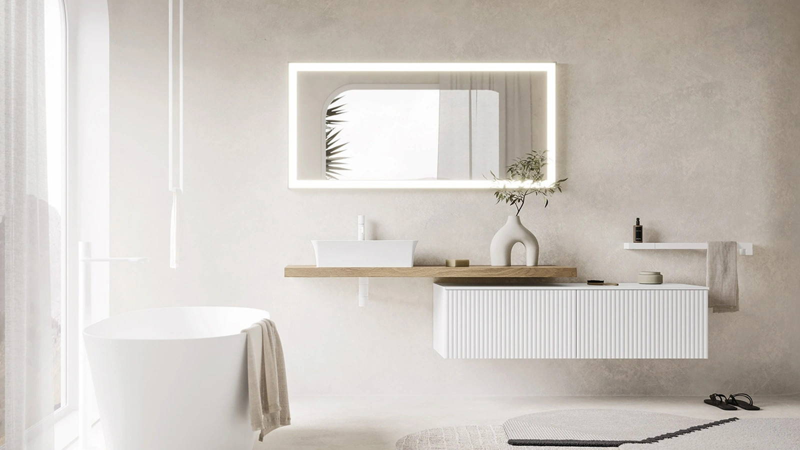 Mobile da Bagno sospeso Code Wave 08 in laccato di Arbi