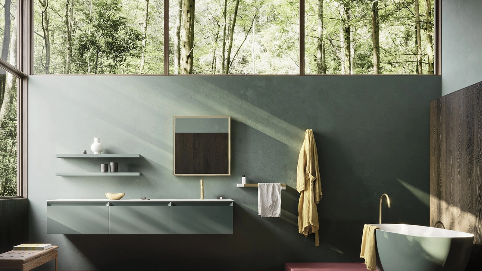 Mobile da Bagno sospeso Fold 06 in laccato opaco di Arbi