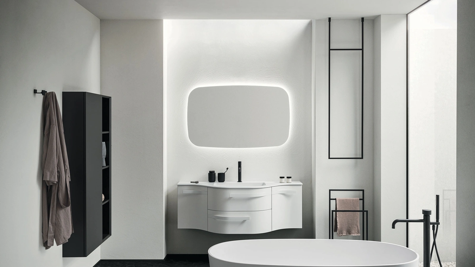 Mobile da Bagno sospeso Fusion Moby 30 in laccato opaco di Arbi