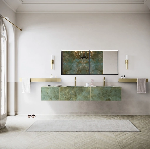 Mobile da Bagno sospeso Luxor 02 in Laminam Ossido Verderame di Arbi