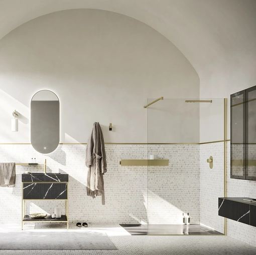 Mobile da Bagno a terra Luxor 08 in quarzo resina millerighe di Arbi