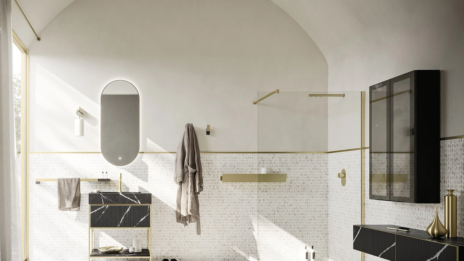 Mobile da Bagno a terra Luxor 08 in quarzo resina millerighe di Arbi