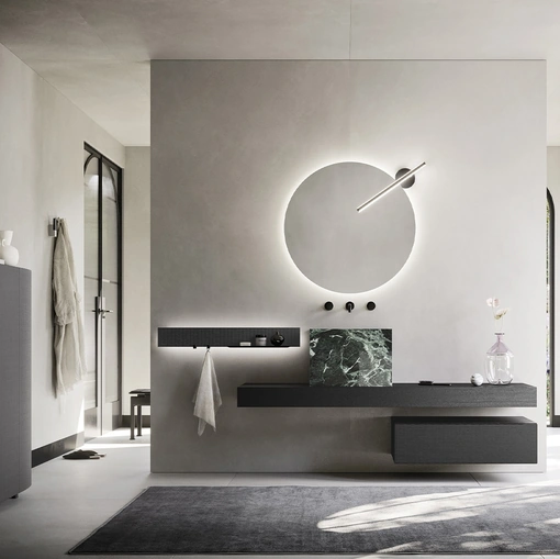 Mobile da Bagno sospeso Luxor 09 in legno e marmo di Arbi