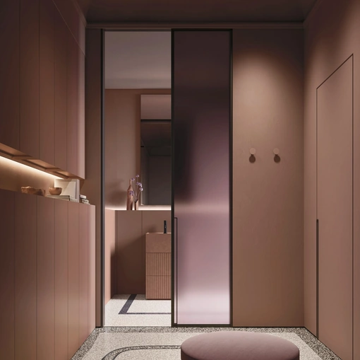 Mobile da Bagno a terra salvaspazio Over 05 in laccato con monolite in gres di Arbi