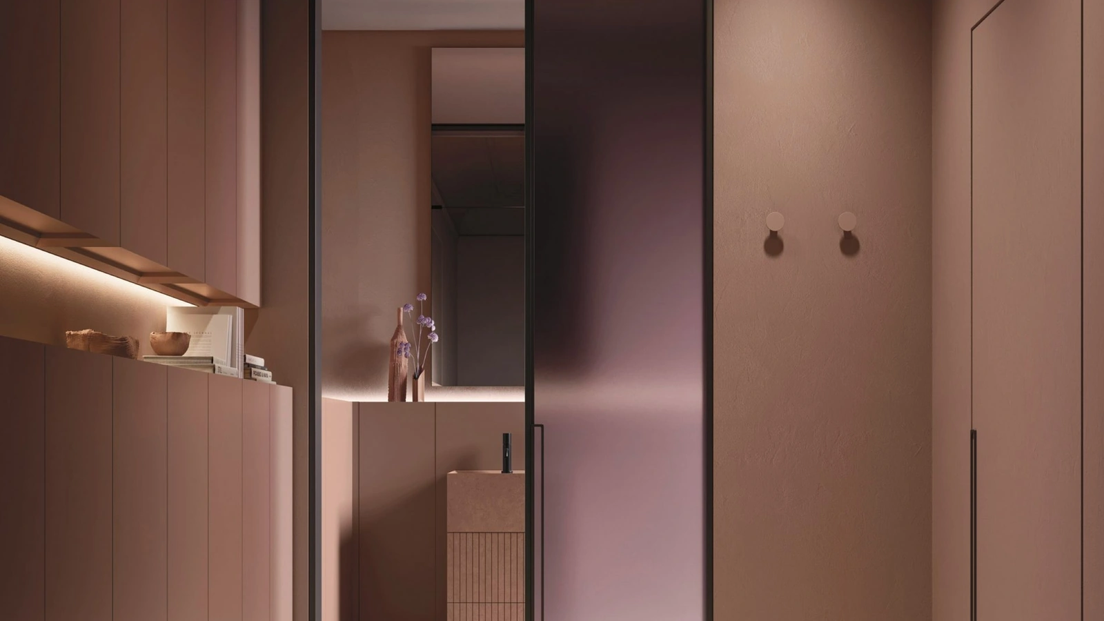 Mobile da Bagno a terra salvaspazio Over 05 in laccato con monolite in gres di Arbi