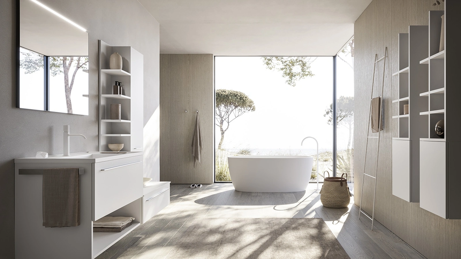 Mobile da Bagno sospeso Sky Liscio 18 in laccato di Arbi