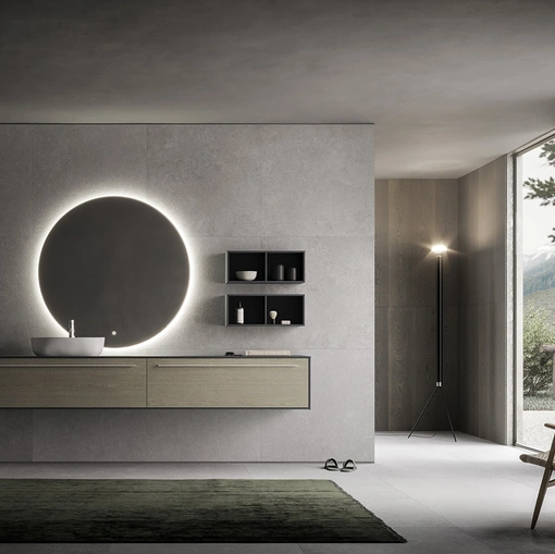 Mobile da Bagno sospeso Sky Liscio 20 in legno di Arbi