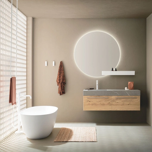 Mobile da Bagno sospeso Sky Pregiati 07 in legno di Arbi