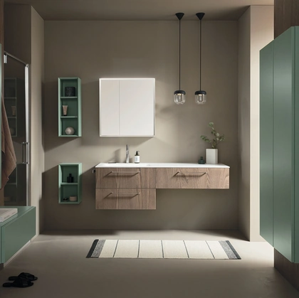 Mobile da Bagno sospeso Sky Pregiati 08 in legno di Arbi