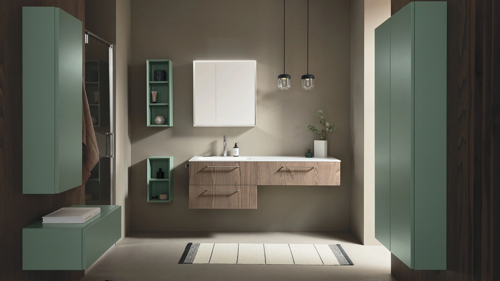 Mobile da Bagno sospeso Sky Pregiati 08 in legno di Arbi