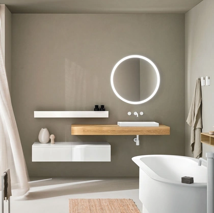 Mobile da Bagno sospeso Street 03 in laccato opaco e legno di Arbi