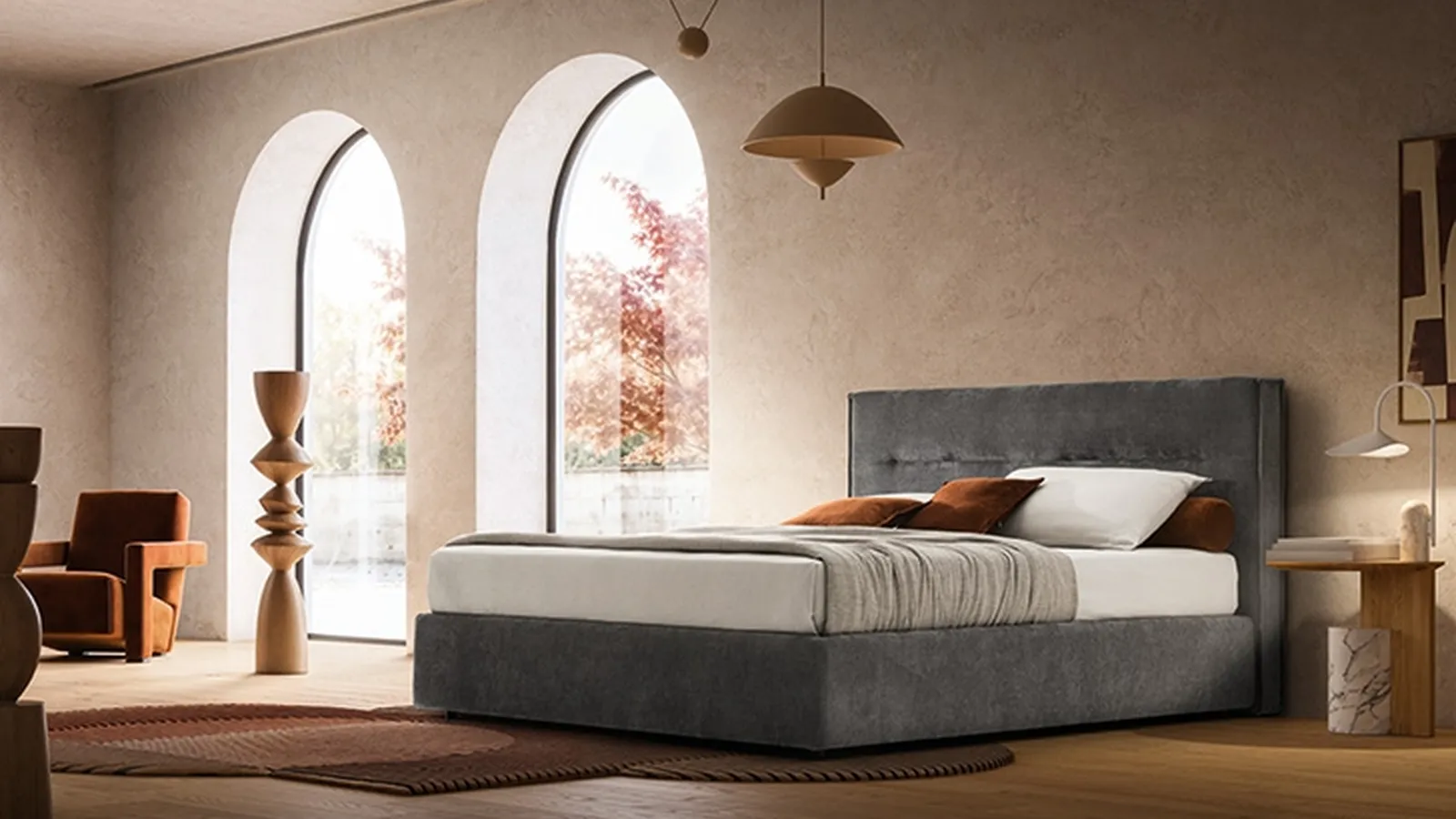 Letto Atlas in tessuto imbottito di Ennerev