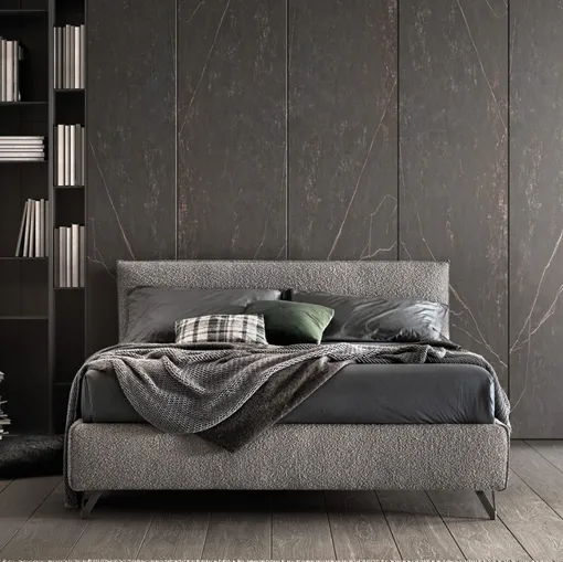 Letto con struttura in legno imbottita e rivestita in tessuto Good di Bside