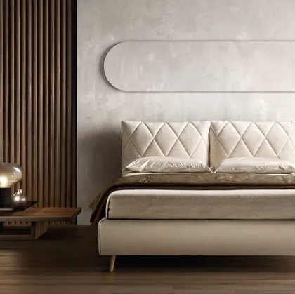 Letto imbottito con testiera trapuntata regolabile Soft di Bside
