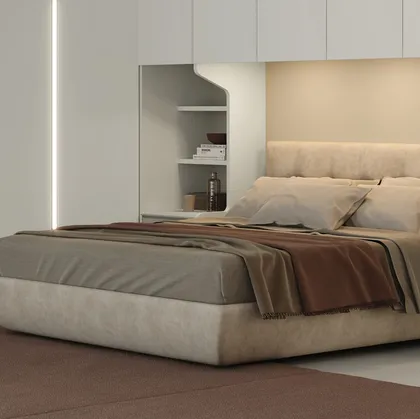 Letto in ecovelluto con testiera trapuntata Ego di Giessegi