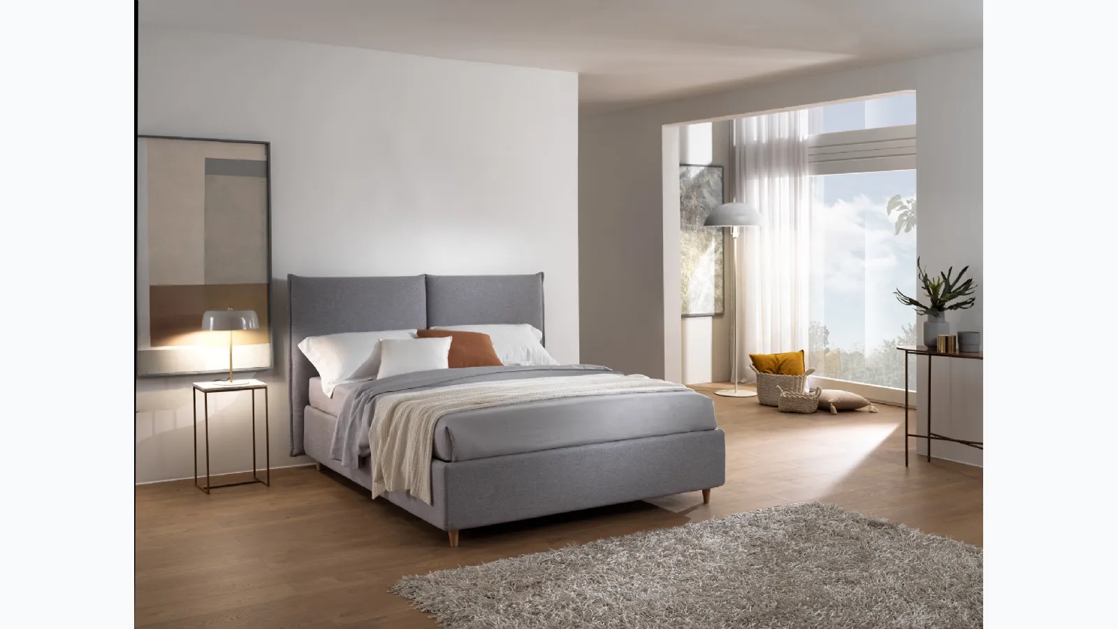 Letto Foster in tessuto con box contenitore di San Lorenzo