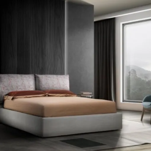 Letto Leilah in tessuto con box contenitore di Gamma Salotti