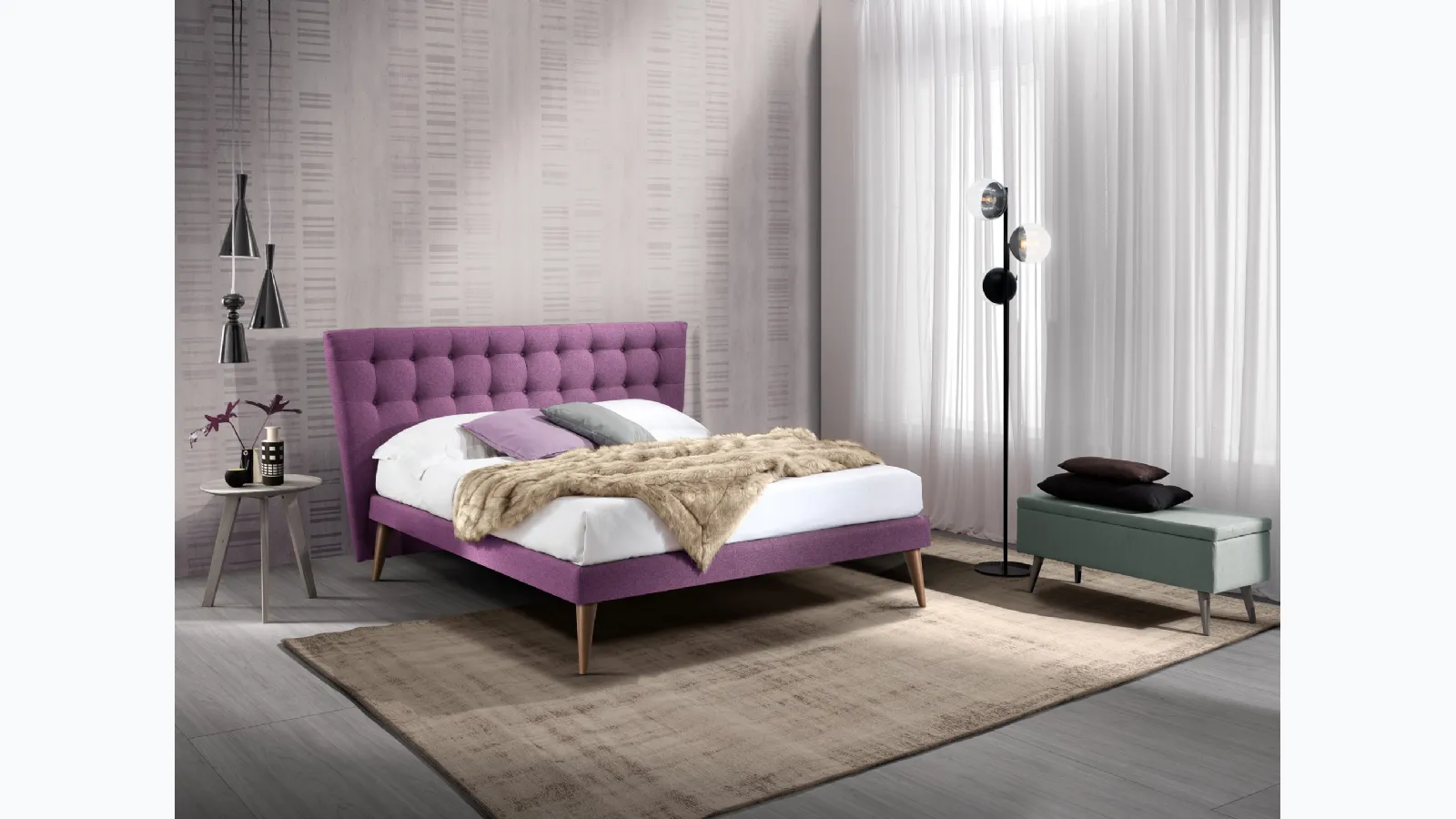Letto Monroe Slim in tessuto imbottito di San Lorenzo