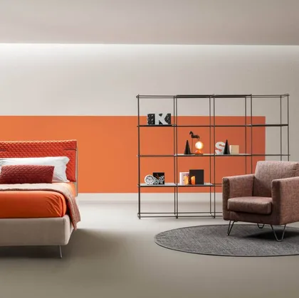 Letto singolo con testiera in tessuto trapuntato Spin di Bside