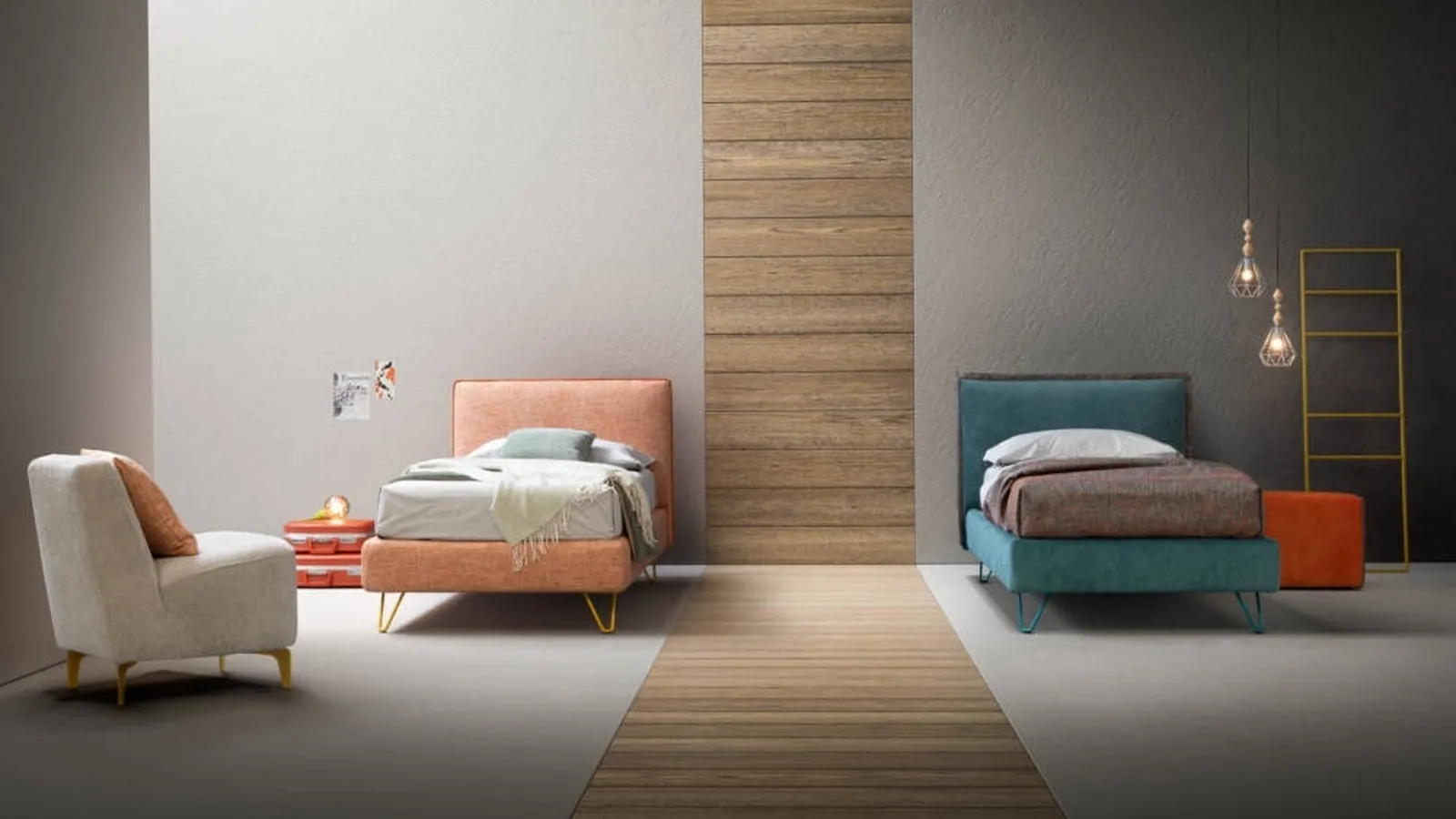 Letto singolo con testiera Truss di Bside