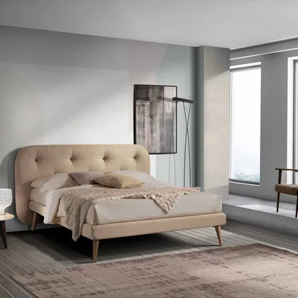 Letto Temple Slim con testiera imbottita e trapuntata di San Lorenzo