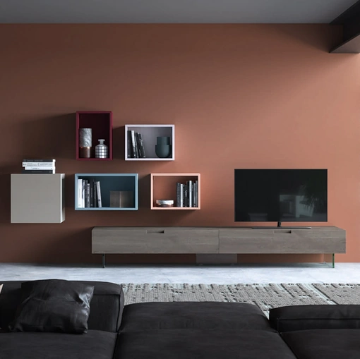 Parete Attrezzata Zero 16 01 in massello di Rovere di Devina Nais