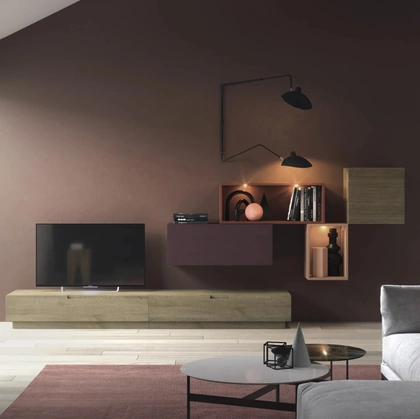 Parete Attrezzata Zero 16 06 in legno di Rovere di Devina Nais