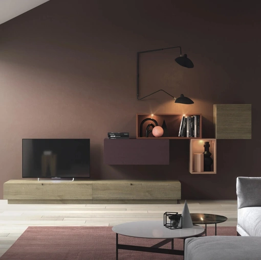 Parete Attrezzata Zero 16 06 in legno di Rovere di Devina Nais