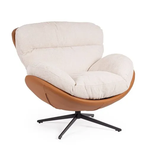 Poltrona in cuoio e tessuto Adinda di Bizzotto