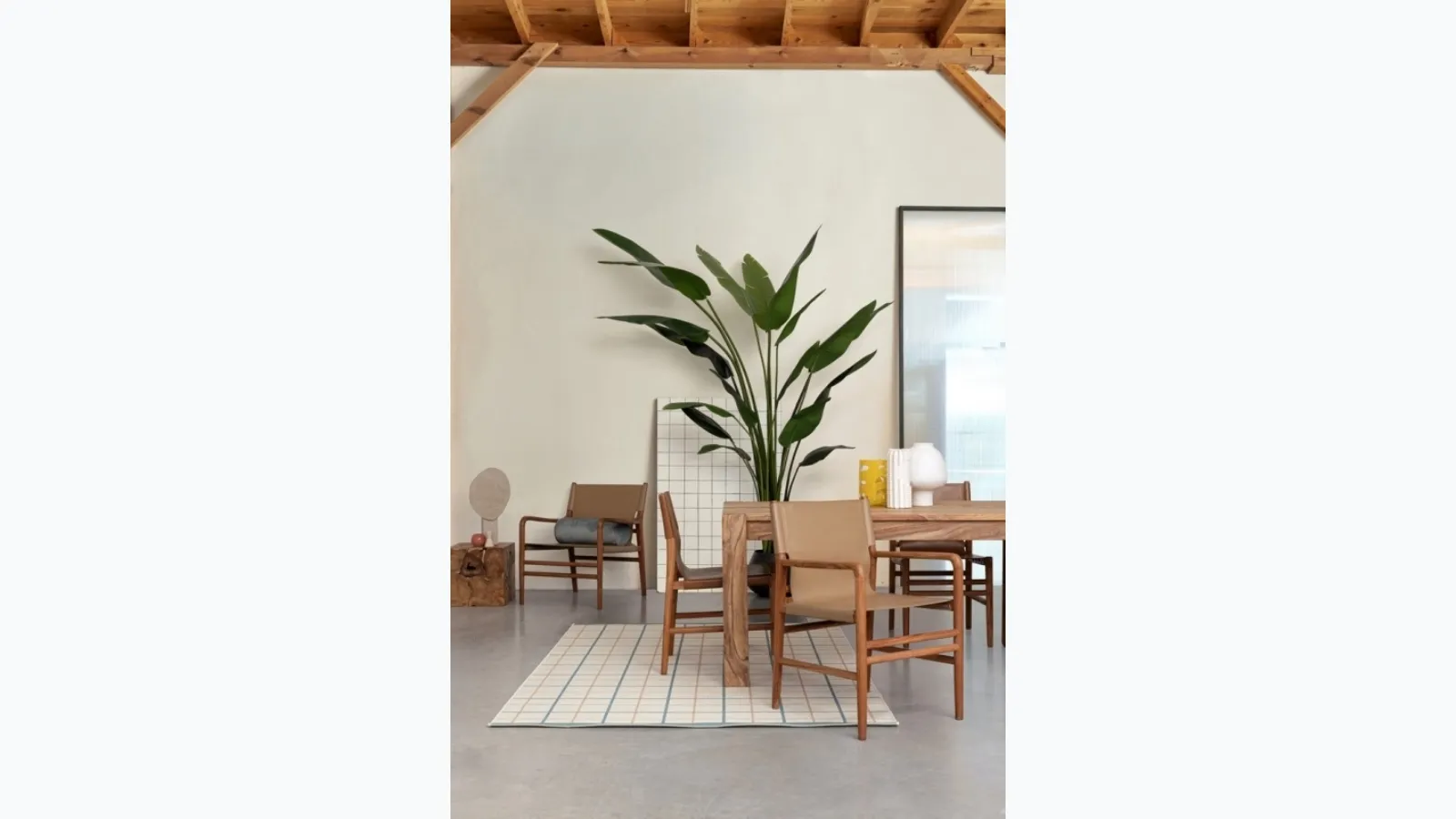 Poltroncina in pelle e teak Caroline di Bizzotto