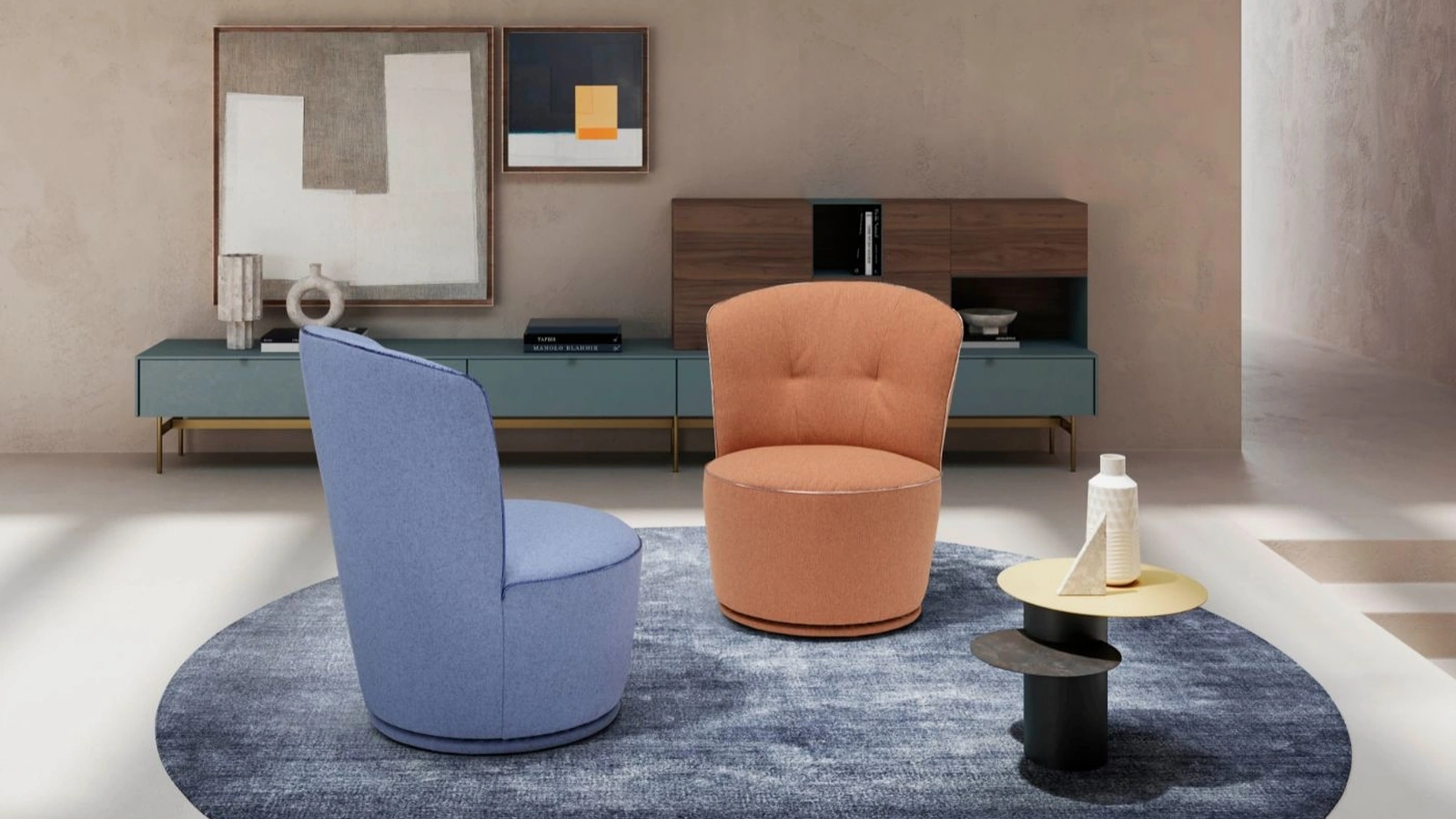 Poltroncina tonda in tessuto Scisci di Egoitaliano