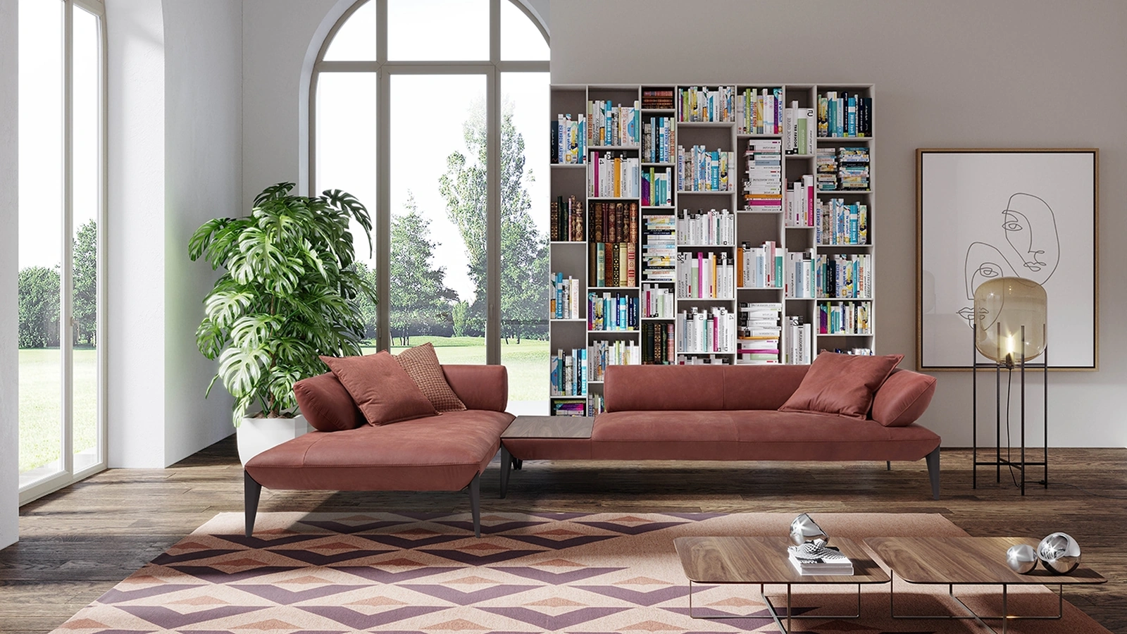 Divano in pelle con penisola Avenue di Egoitaliano