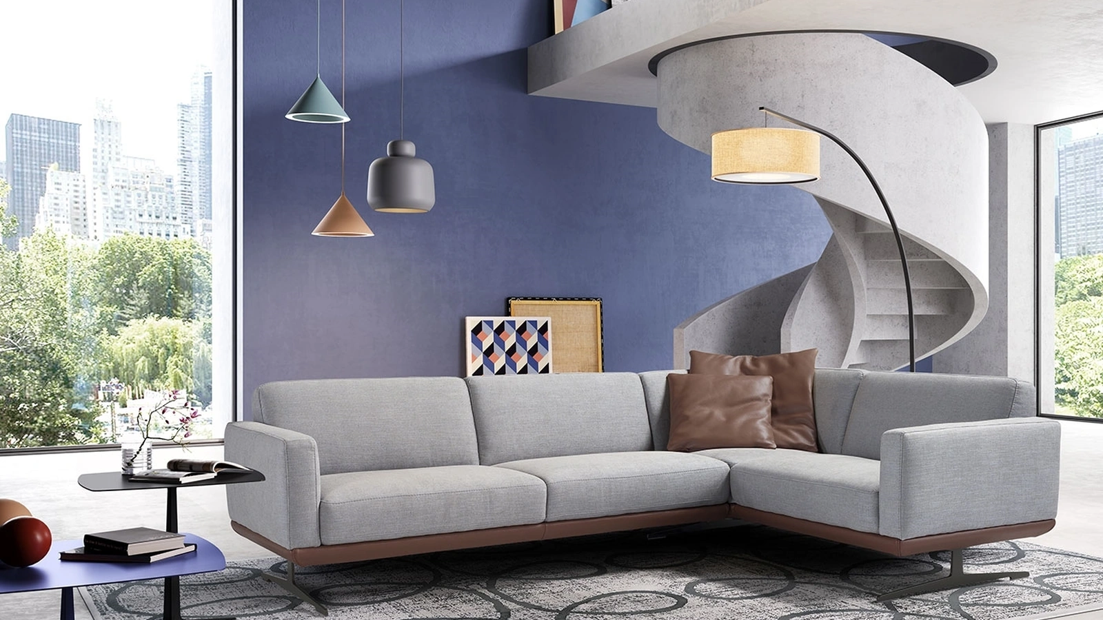 Divano angolare in tessuto Gloria Slim di Egoitaliano