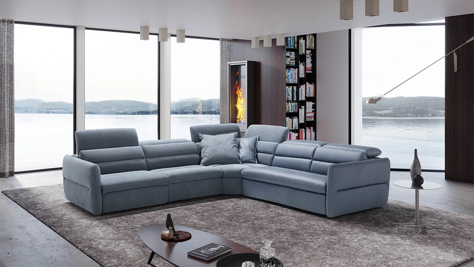 Divano Letto angolare in tessuto e pelle Mixtape di Egoitaliano