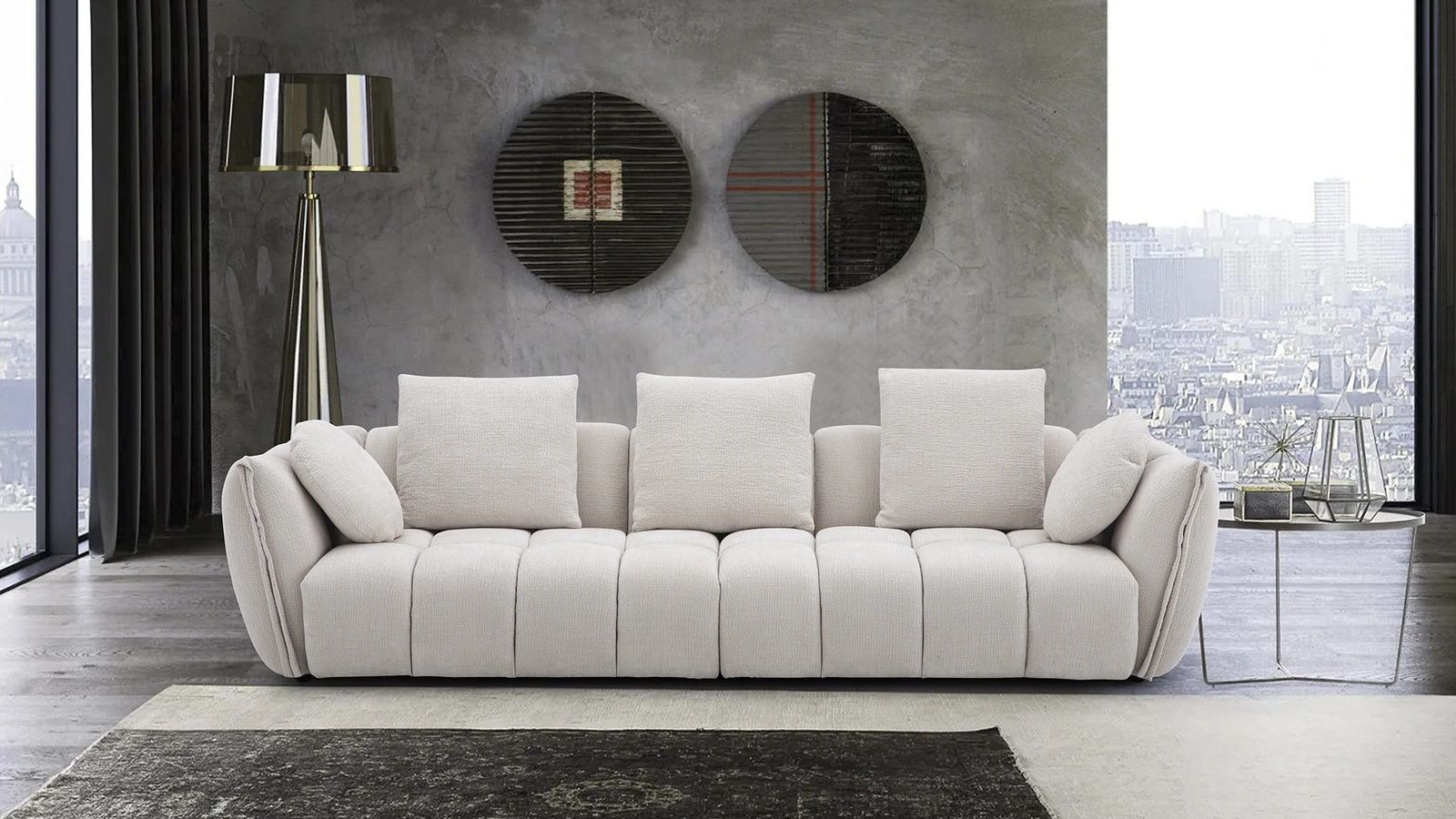 Divano lineare Eros in tessuto imbottito di Egoitaliano