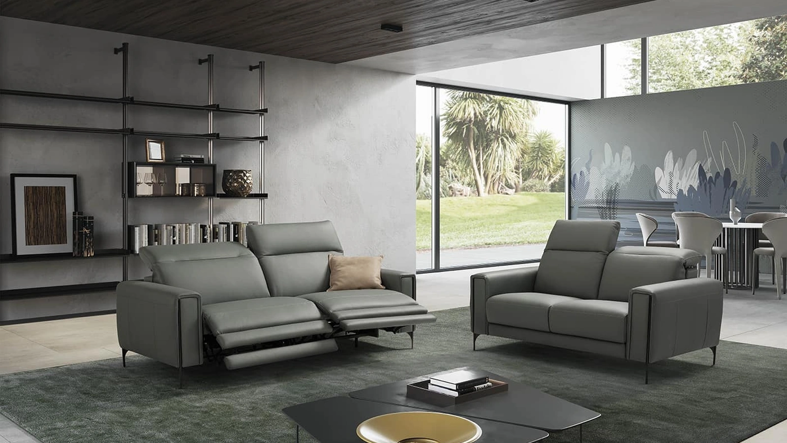 Divano relax lineare in pelle Gary di Egoitaliano