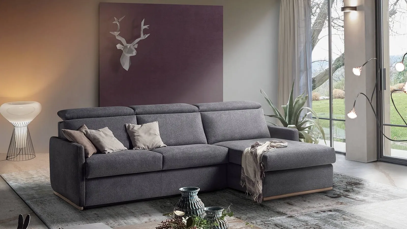 Divano Letto relax in tessuto con penisola Jill di Vitarelax